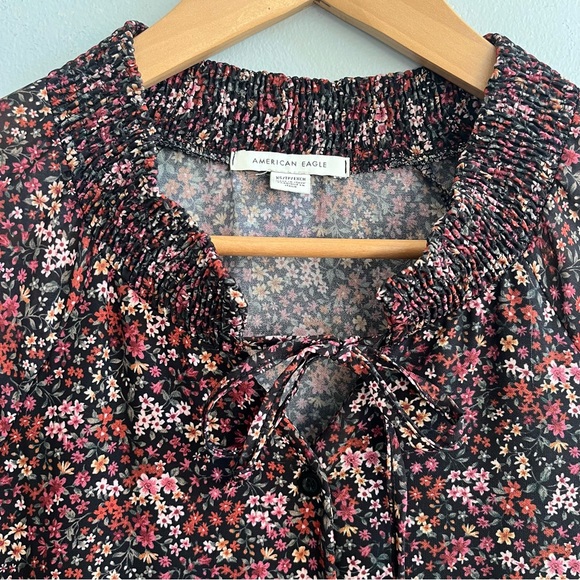 American Eagle Prairie Floral Long Sleeve Tiered Mini Dress Size XS Cottagecore - Picture 4 of 9